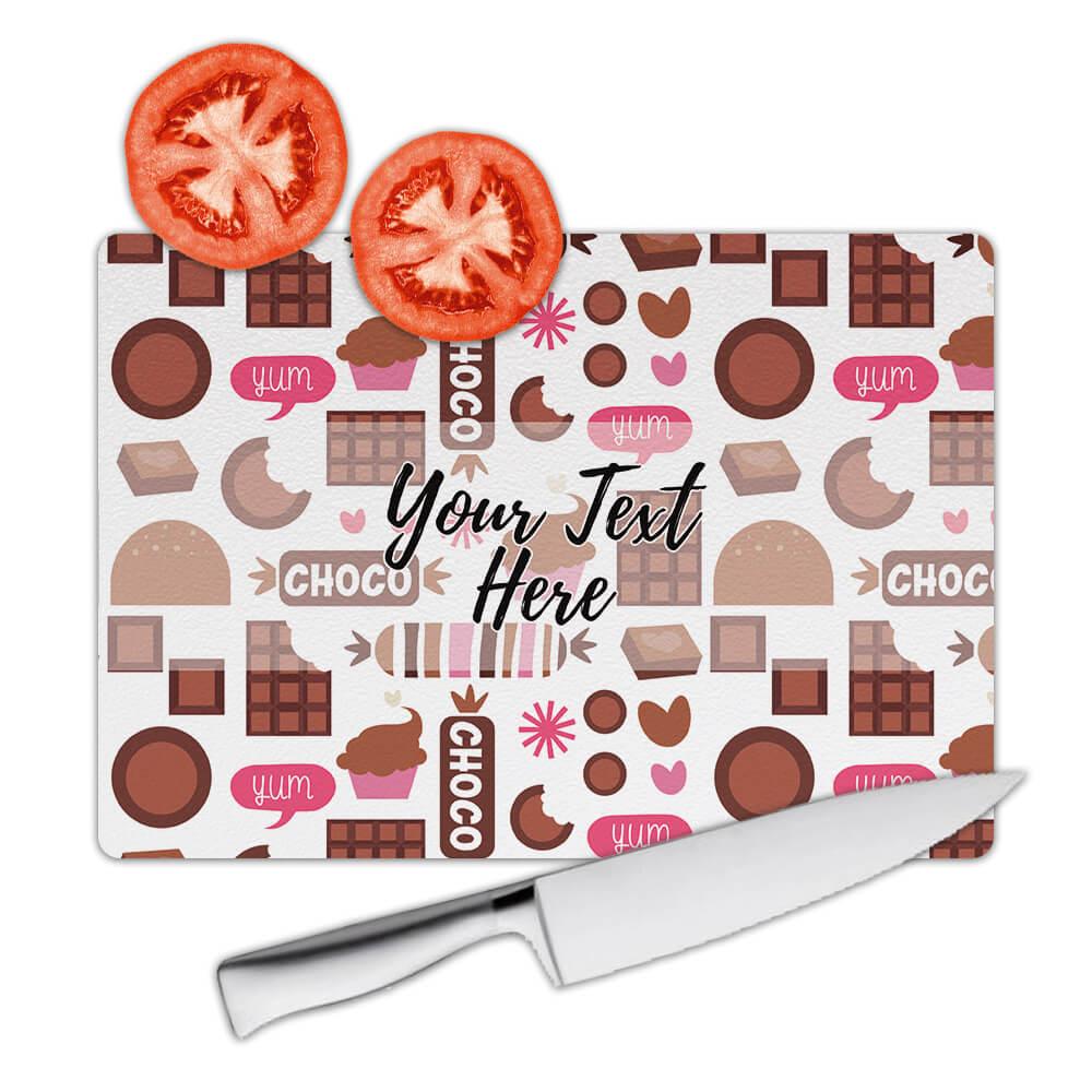 Gift Cutting Board : Chocolate Dessert Clear Pattern Candy Bite Hearts Kids