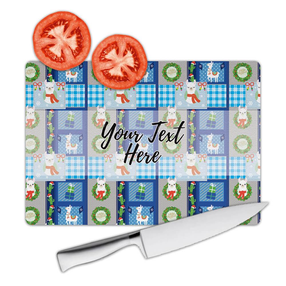 Gift Cutting Board : Christmas Llama Winter Mood Patchwork Kid Quilt Decor