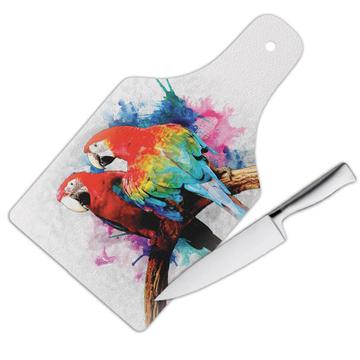 Macaw Watercolor : Gift Cutting Board Parrot Bird Aquarelle Modern Animal Cute