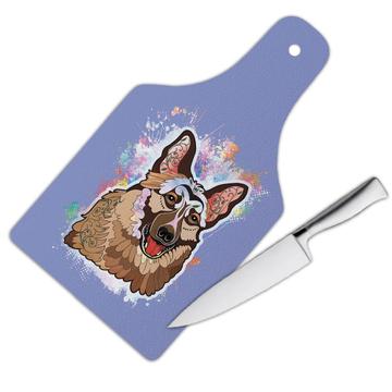 German Shepherd Fusion Colorful : Gift Cutting Board Dog Pet Animal CuteWatercolor
