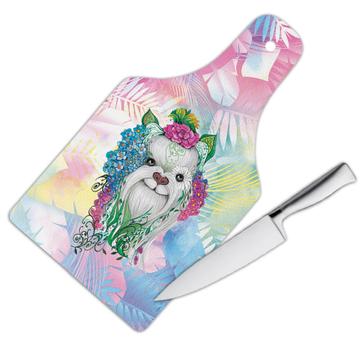 Yorkshire Fusion Colorful : Gift Cutting Board Dog Pet Animal CuteWatercolor Flowers