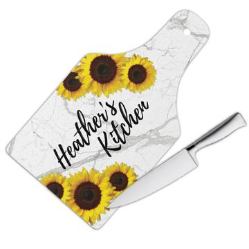 Sunflower Kitchen Personalized Name : Gift Cutting Board Flower Floral Yellow Decor Customizable Heather