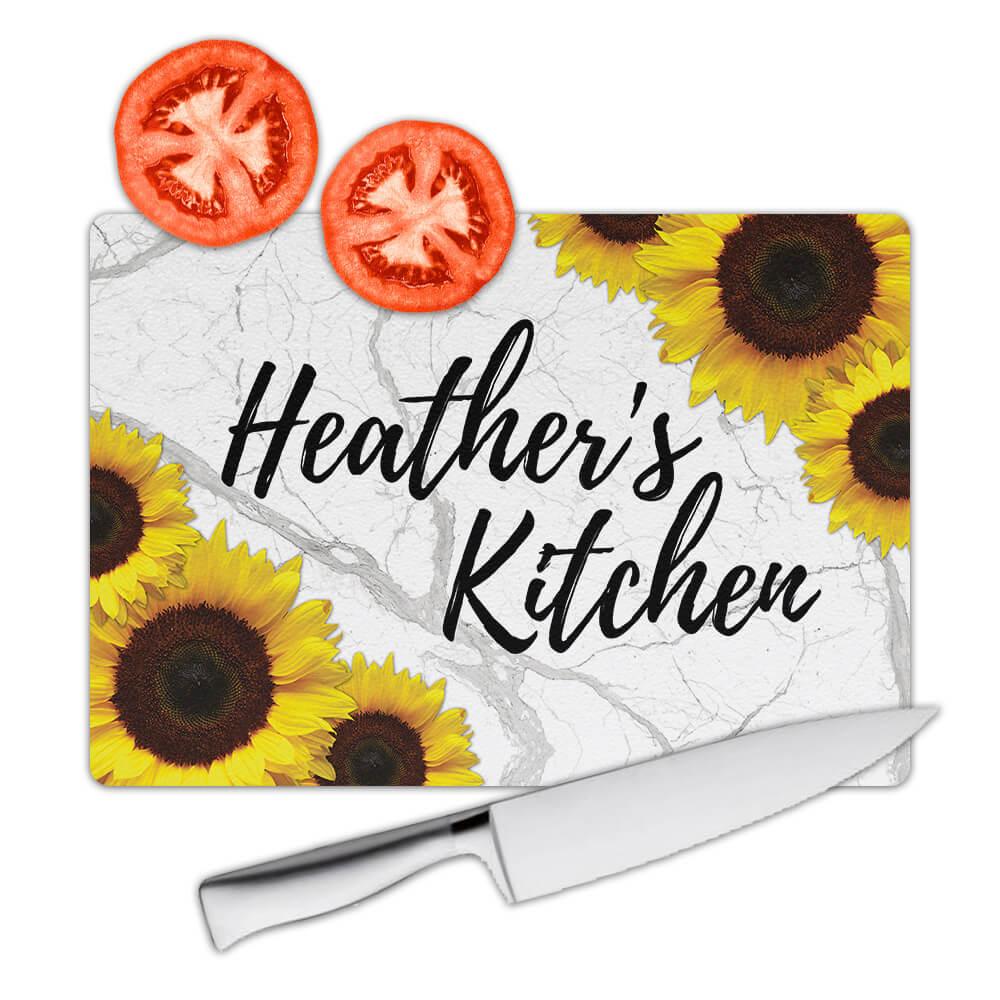 Personalized Sunflower Cutting Board, Sunflower Kitchen, Floral