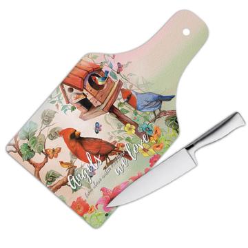 Cardinal Colorful House : Gift Cutting Board Bird Grieving Lost Loved One Grief Healing Rememberance