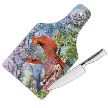Cardinal Flowers : Gift Cutting Board Bird Grieving Lost Loved One Grief Healing Rememberance