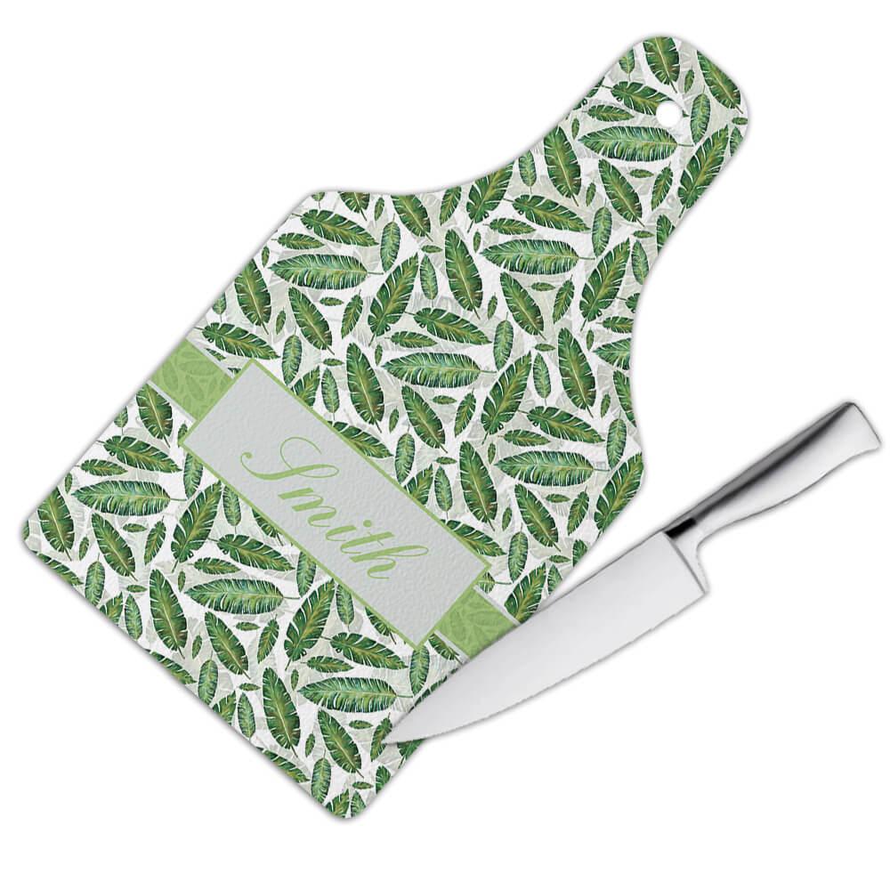 Gift Cutting Board : Personalized Botanical Leaves Nature Name Initial Ecology