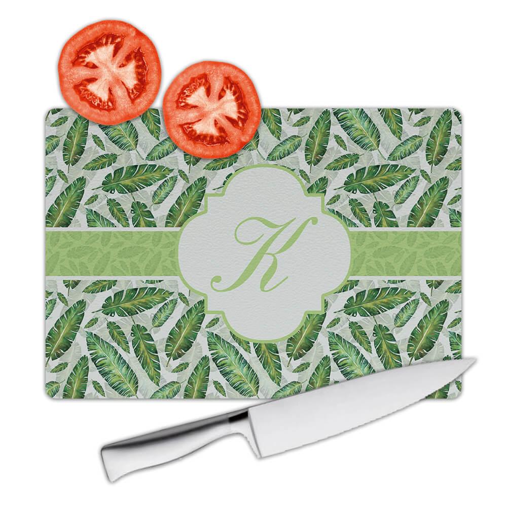 Gift Cutting Board : Personalized Botanical Leaves Nature Name Initial Ecology