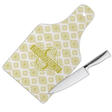 Wedding Engagement Anniversary Arabesque Damask : Gift Cutting Board Abstract