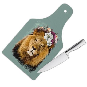 Lion Photography : Gift Cutting Board Flowers Cute Safari Animal Wild Feline Nature Collage