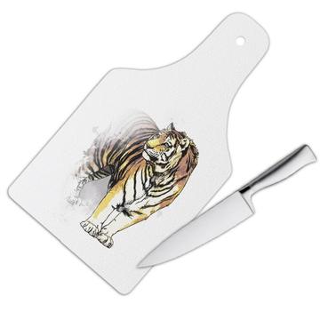 Tiger Watercolor Painting : Gift Cutting Board Safari Feline Animal Wild Nature Protection Big Cat