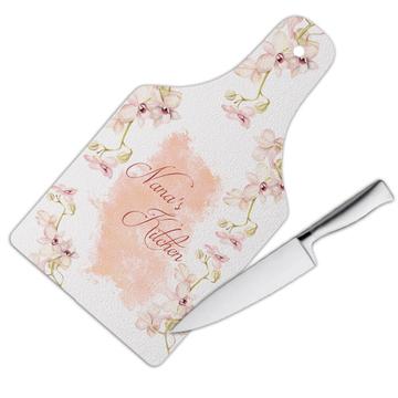 Vintage Orchids Custom Name : Gift Cutting Board Personalized Flower Decor For Her Woman Cute