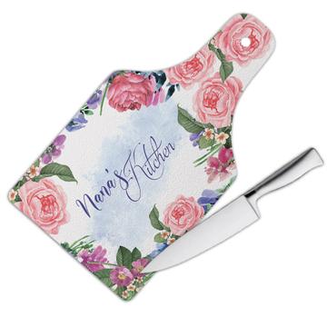 Botanical Roses Custom Name : Gift Cutting Board Personalized Flowers Decor For Her Woman Birthday