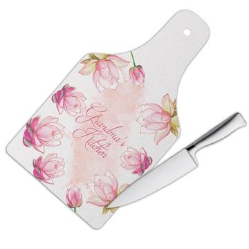 Custom Name Lotus Water Lilly Art : Gift Cutting Board Personalized Flowers Drawing Her Woman Birthday