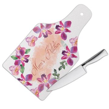 Orchid Drawing Custom Name : Gift Cutting Board Personalized Art Vintage Retro For Her Birthday Favor