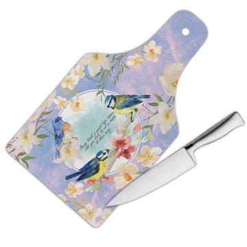 Cherry Blossom Birds : Gift Cutting Board Bird Lover Flowers Spring Floral Feminine Birthday Quote