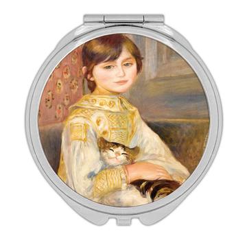 Renoir Girl Cat Portrait : Gift Compact Mirror Famous Oil Painting Art Artist Painter