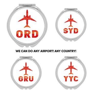Airport Code : Gift Compact Mirror Personalized Any City Aviator Pilot Airplane Travel