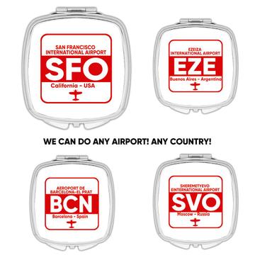 Airport Code : Gift Compact Mirror Personalized Any City Aviator Pilot Airplane Travel