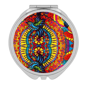 Mandala Bird : Gift Compact Mirror Esoteric Yoga Hippie Pattern Indian