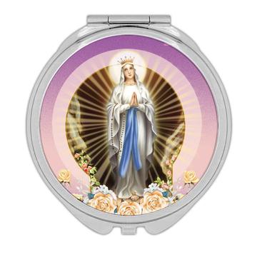 Our Lady Lourdes : Gift Compact Mirror Catholic Religious Virgin Saint Mary