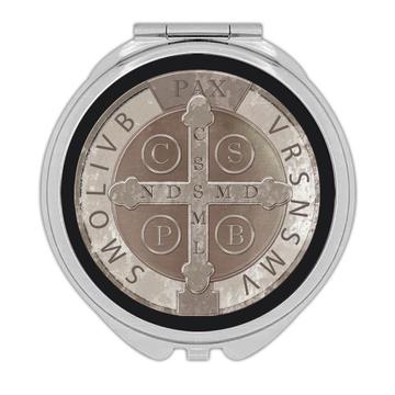 Saint Benedict Medal : Gift Compact Mirror Catholic Religious Religion Classic Faith