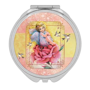Angel Rose Birds : Gift Compact Mirror Catholic Religious Esoteric Victorian