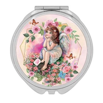 Angel Butterfly Flowers : Gift Compact Mirror Catholic Religious Esoteric Victorian