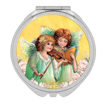 Angels Reading : Gift Compact Mirror Catholic Religious Esoteric Victorian