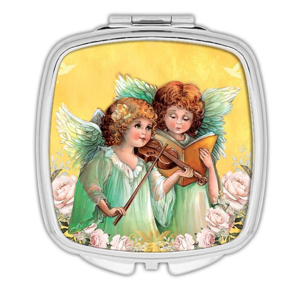 Gift Compact Mirror : Angels Reading Catholic Religious Esoteric Victorian - Picture 3 of 3