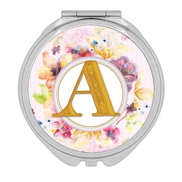 Monogram Letter A : Gift Compact Mirror Name Initial Alphabet ABC