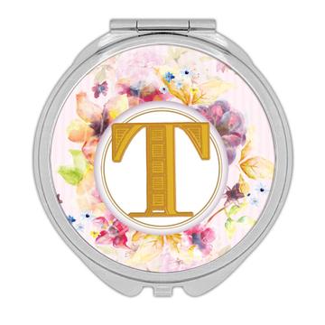 Monogram Letter T : Gift Compact Mirror Name Initial Alphabet ABC