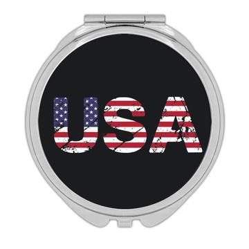 USA Vintage : Gift Compact Mirror Americana Patriot Flag Country