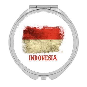 Indonesia Indonesian Flag : Gift Compact Mirror South East Asia Country Pride Souvenir Patriotic Vintage