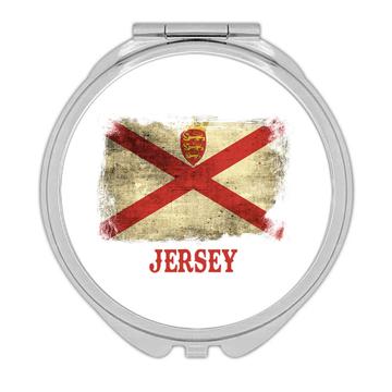 Jersey Flag Distressed : Gift Compact Mirror For European Country Pride Souvenir National Europe Art