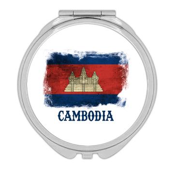 Cambodia Cambodian Flag : Gift Compact Mirror Asia Asian Country Souvenir Patriotic Vintage Distressed