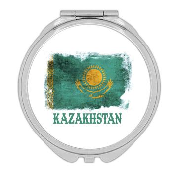Kazakhstan Kazakh Flag : Gift Compact Mirror Asia Asian Country Pride Souvenir Vintage Distressed Art