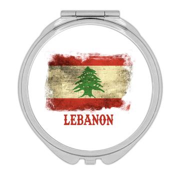 Lebanon Lebanese Flag : Gift Compact Mirror Asian Asia Country Souvenir Patriotic Vintage Pride Distressed