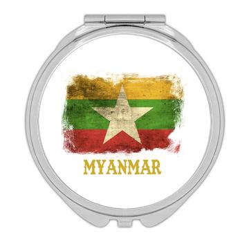 Myanmar Flag : Gift Compact Mirror Distressed Proud Asian Independence Country Souvenir National