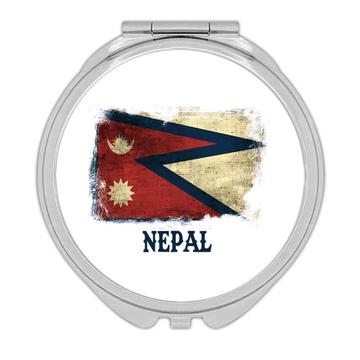 Nepal Nepalese Flag : Gift Compact Mirror Asia Asian Country Pride Souvenir Vintage Distressed Art