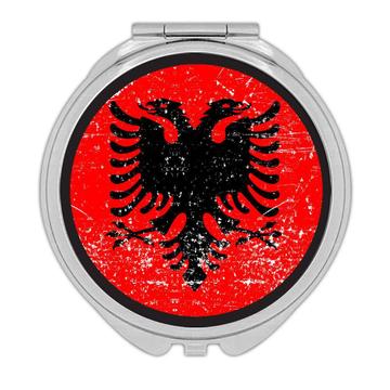 Albania : Gift Compact Mirror Flag Retro Artistic Albanian Expat Country
