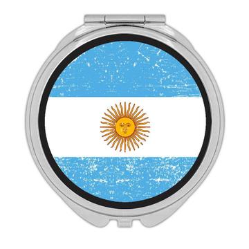 Argentina : Gift Compact Mirror Flag Retro Artistic Argentine Expat Country