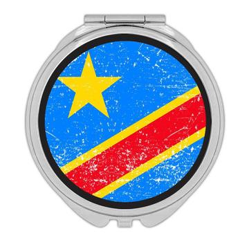 Democratic R. Congo : Gift Compact Mirror Flag Retro Artistic Congolese Expat Country