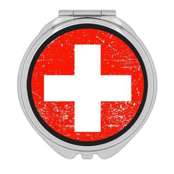 Switzerland : Gift Compact Mirror Flag Retro Artistic Swiss Expat Country