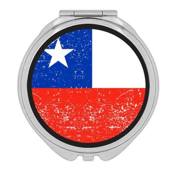 Chile : Gift Compact Mirror Flag Retro Artistic Chilean Expat Country
