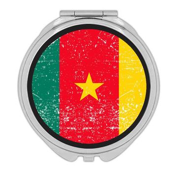 Cameroon : Gift Compact Mirror Flag Retro Artistic Cameroonian Expat Country
