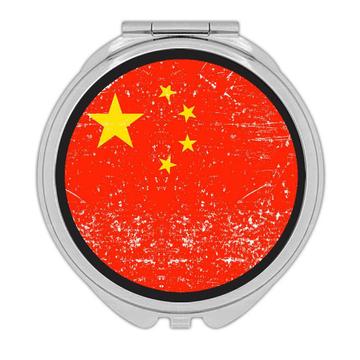 China : Gift Compact Mirror Flag Retro Artistic Chinese Expat Country