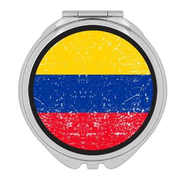 Colombia : Gift Compact Mirror Flag Retro Artistic Colombian Expat Country