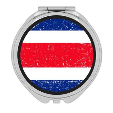 Costa Rica : Gift Compact Mirror Flag Retro Artistic Costa Rican Expat Country