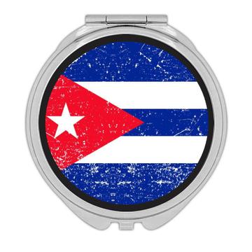 Cuba : Gift Compact Mirror Flag Retro Artistic Cuban Expat Country Made In USA