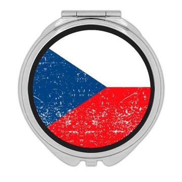 Czech Republic : Gift Compact Mirror Flag Retro Artistic Czech Expat Country